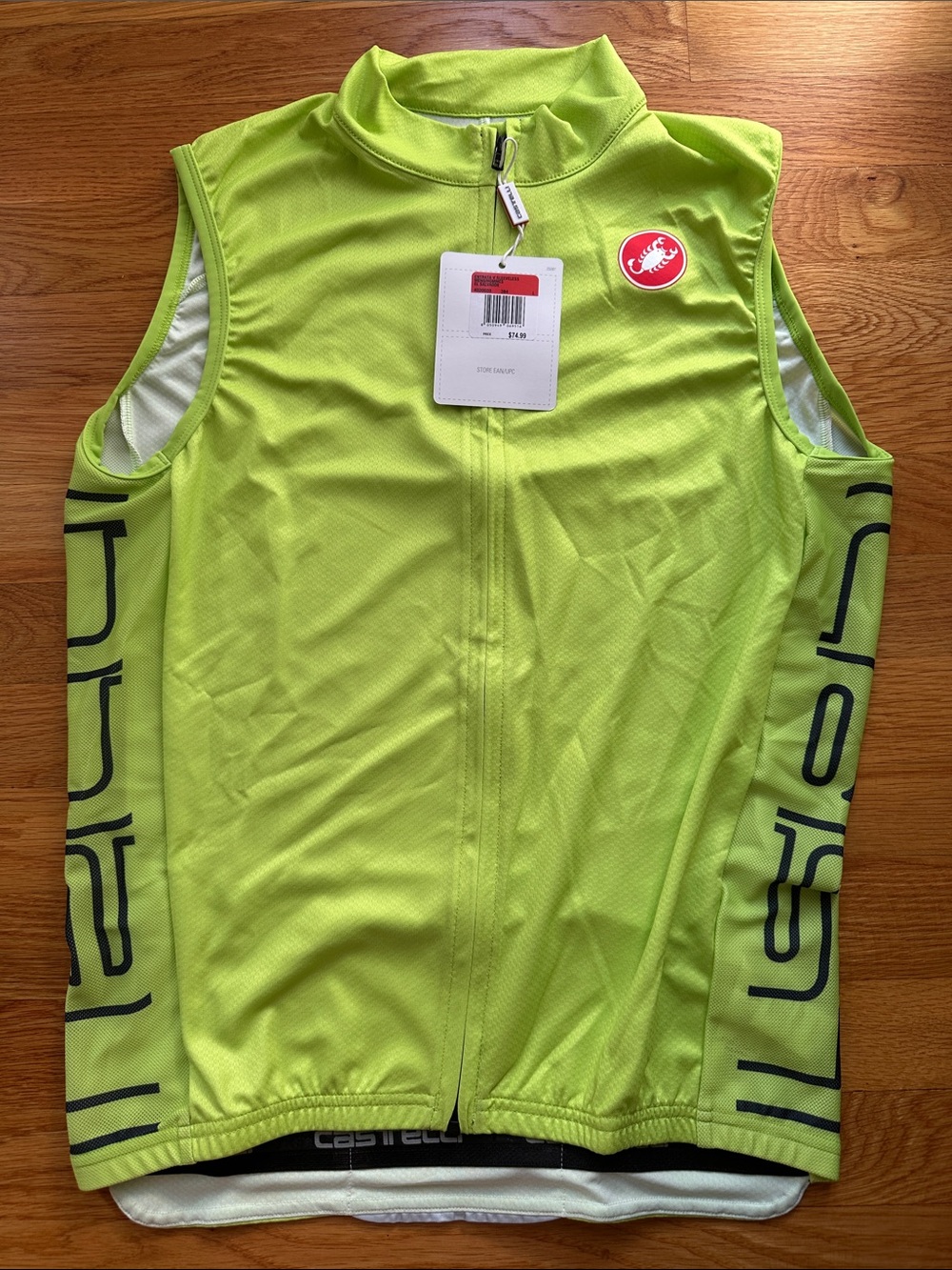 Castelli Men’s High-Visibility Lime Cycling Jersey - NWT size large Sleeveless